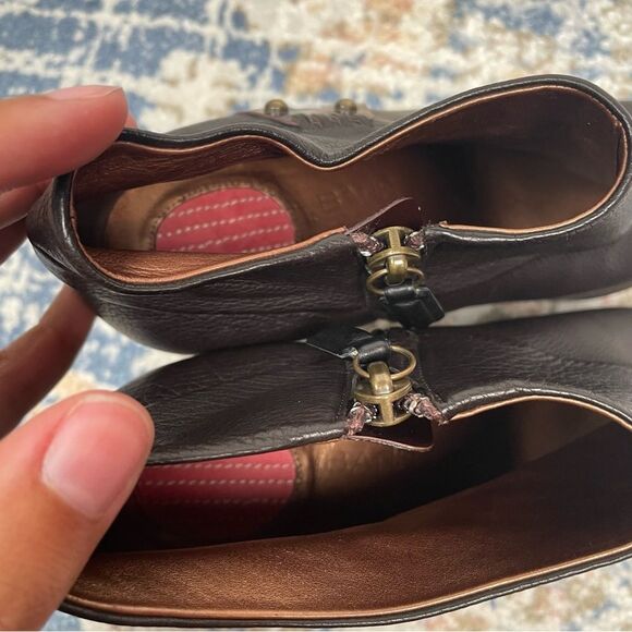 Banfi Zambrelli Heeled Boots Cropped Bootie Women’s 8.5 Brown Pebbled Leather - Picture 7 of 10